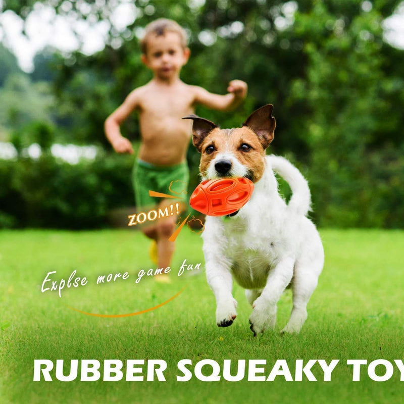 Bosixty Tough Dog Toy for Aggressive Chewers Squeaky Dog Toys for Medium and Large Breed Almost Indestructible Dog Chew Toys for Rubber Puppy Chew Ball with Squeaker (Orange) Orange - PawsPlanet Australia