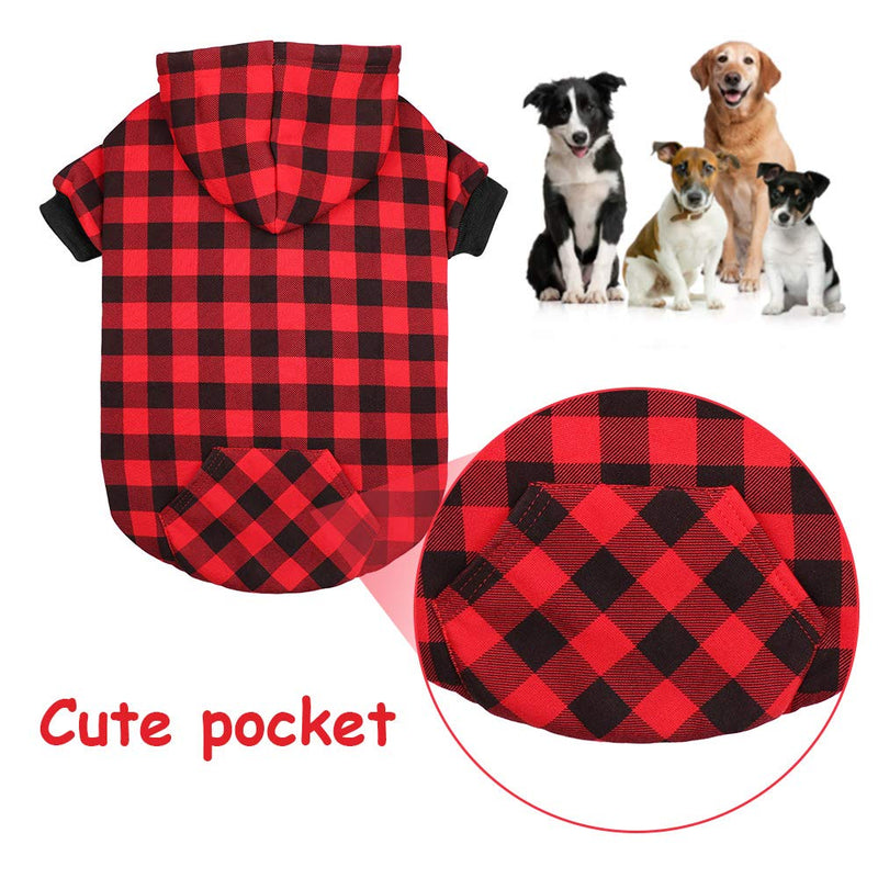 Mtliepte Red Plaid Dog Hoodie Sweater for Dogs Pet Clothes with Hat and Pocket XX-Large - PawsPlanet Australia