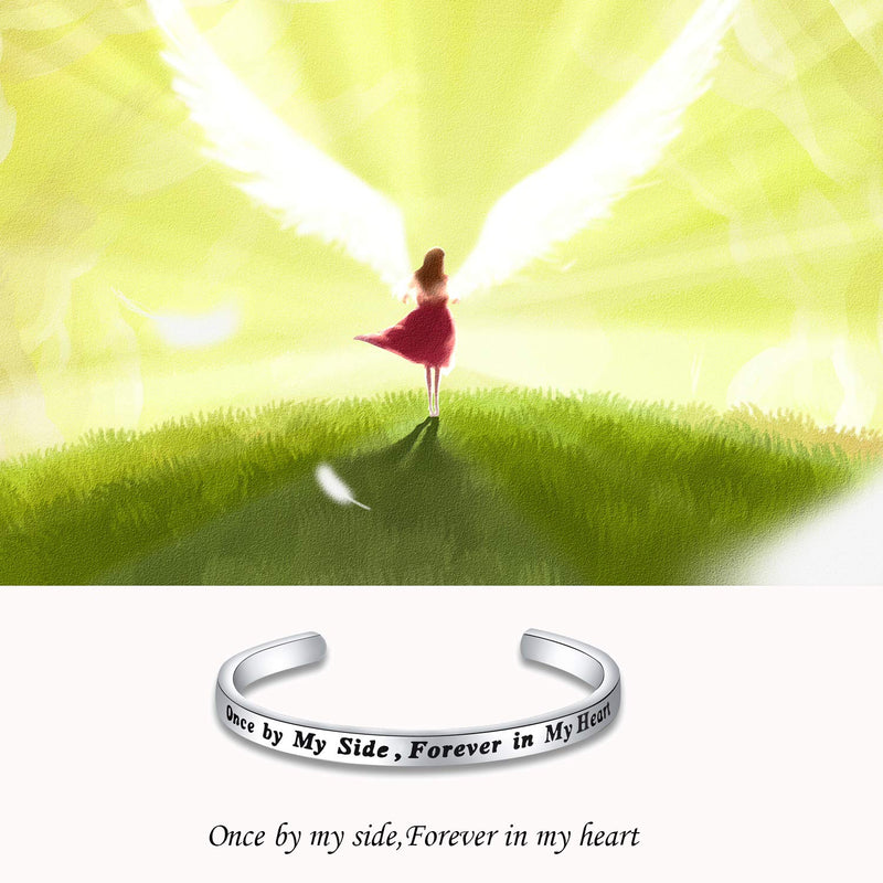 [Australia] - LQRI Remembrance Loss of Pet Jewelry Memorial Bracelet Once by My Side Forever in My Heart Sympathy Gift Remembrance Gift for Pet Lover cuff 