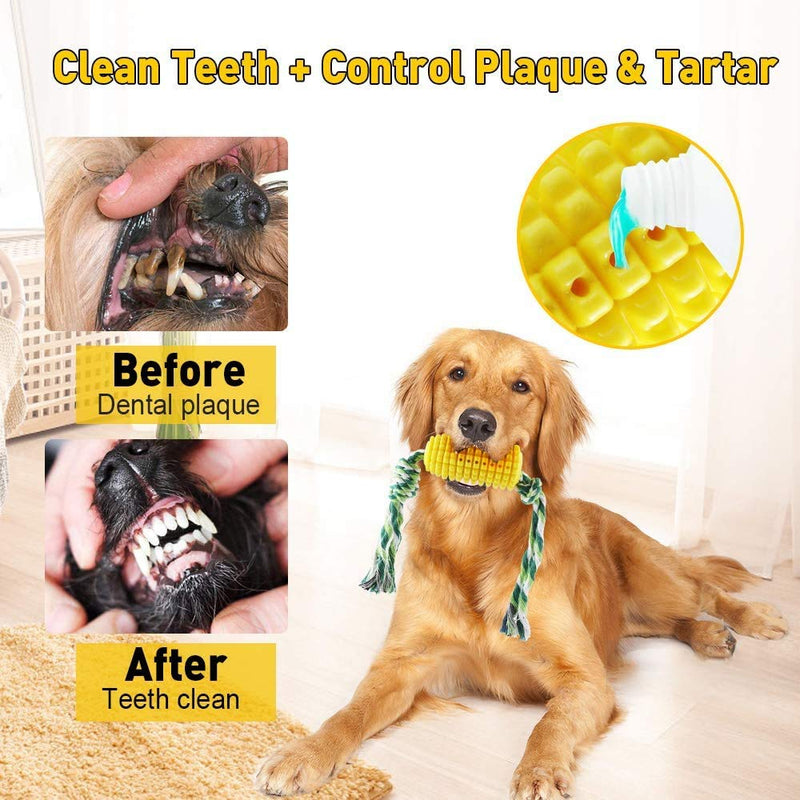 WR WPAIER Dog Chew Toys, Corn Dog Toothbrush Stick Toys, Molar Stick bite-Resistant Toothbrush Dog Toy with Rope, Cleaning Puppy Dental Care Brushing Stick - PawsPlanet Australia