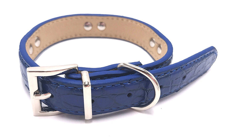 [Australia] - PetsCaptain Stylish Leather Pet Supplies Dog and Cat Leash with Collar Set Small Blue 