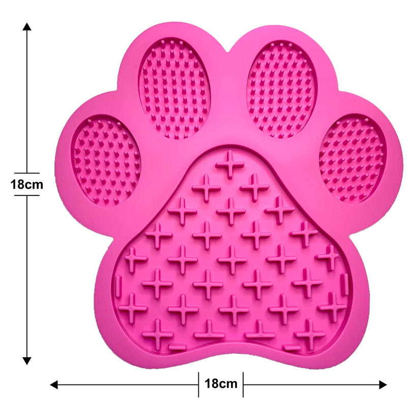 Lick Mat for Dogs - Pink - Large (18cm) - Multi-Section Dog Bowl - Food Safe - Suction Pads for Grooming Bathing - Dishwasher Safe - Use with Dog Peanut Butter, Liver , Yoghurt. Gravy - PawsPlanet Australia