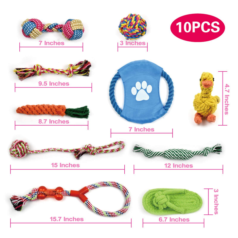 Linkfun 10 Pack Dog Chew Toys for Small Medium Dogs Heavy Dog Rope Toys Durable Duck Toys Interactive Rope Puppy Teething Toys Teeth Cleaning Gift Set Multi - PawsPlanet Australia