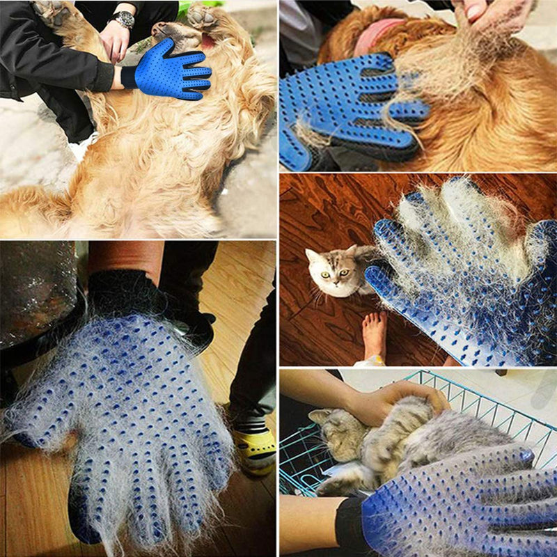 A pair of double-sided dog hair removal cat hair removal gloves silicone pet bathing beauty massage cleaning gloves - PawsPlanet Australia