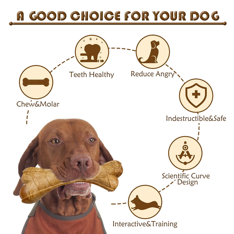 ZUUJNIL Dog Toys for Aggressive Chewers,Natural Wood Flour Indestructible Durable Dog Chew Toys,Tough Dog Bone Toy for Medium Large Breed[Beef Flavor] - PawsPlanet Australia