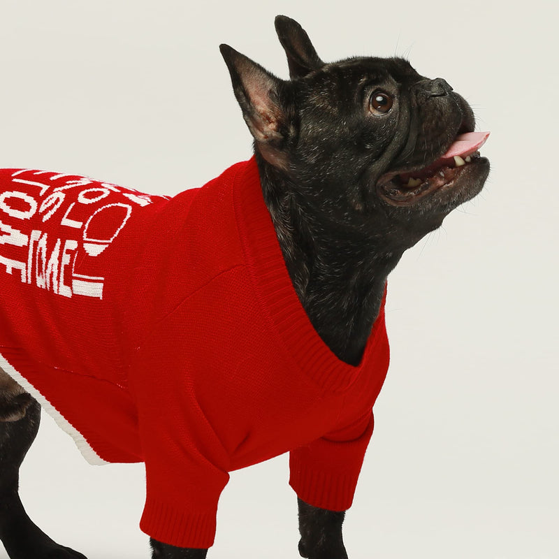 Fitwarm Dog Sweater Love Puppy Clothes Thermal Pet Coat Turtleneck Dogs Sweaters Lovable Cat Clothes Valentine’s Day Doggie Outfits Sweatshirt Red XS - PawsPlanet Australia