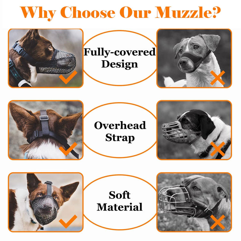 Nylon Mesh Dog Muzzle, Adjustable Breathable Mesh Muzzle, Breathable Muzzle for Medium Dogs, Nylon Dog Muzzle for Training, with Overhead Strap, Prevents Biting (M) M - PawsPlanet Australia