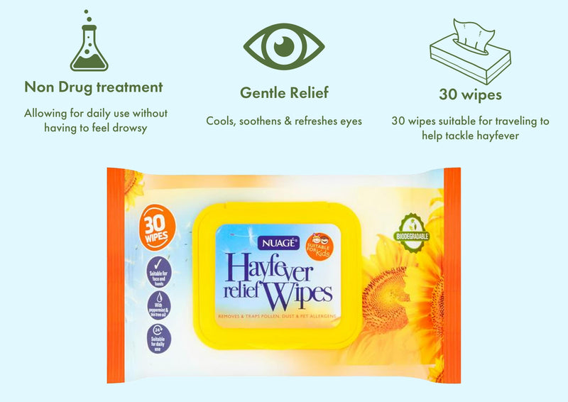 4 Packs of Nuage Hayfever Wipes - Cetirizine Hayfever Relief - Hay Fever Wipes - HayFever Wipes for Eyes - Allergy Wipes for Hayfever Eyes - Nuage Hayfever Relief Wipes 4 - PawsPlanet Australia