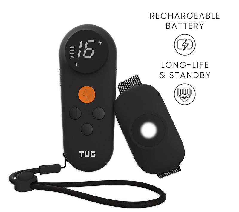 TUG Waterproof Dog Training Collar with Rechargeable Remote, 3 Training Modes: Beep, Vibration, & Shock, Waterproof (Black) - PawsPlanet Australia