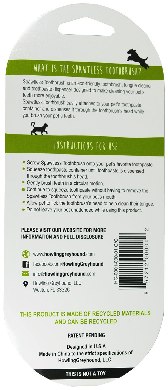 Howling Greyhound Spawtless Toothbrush Soft Silicon Medium Pet Toothbrush Dog Toothbrush for Small to Medium Size Pets - PawsPlanet Australia