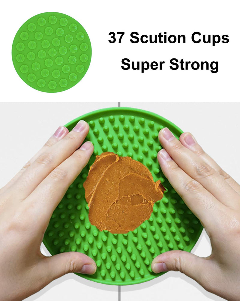 EAVPORT Dog Lick Pad, Peanut Butter Slow Feeder Lick Mat for Dogs with Suction Cups, Distraction Device for Pet Bathing, Grooming and Training 2 Pack Green and Green - PawsPlanet Australia