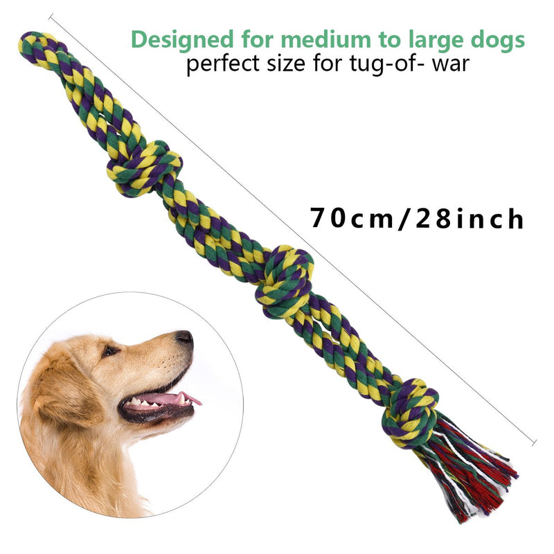 RIO Direct Dog Rope Toys for Strong Dogs Large dogs, Sturdy 3-Knots Rope Tug, Tough Dog Chew Toy - Extra Durable - Nearly Indestructible - Washable, for Large Breeds Big Dogs - PawsPlanet Australia