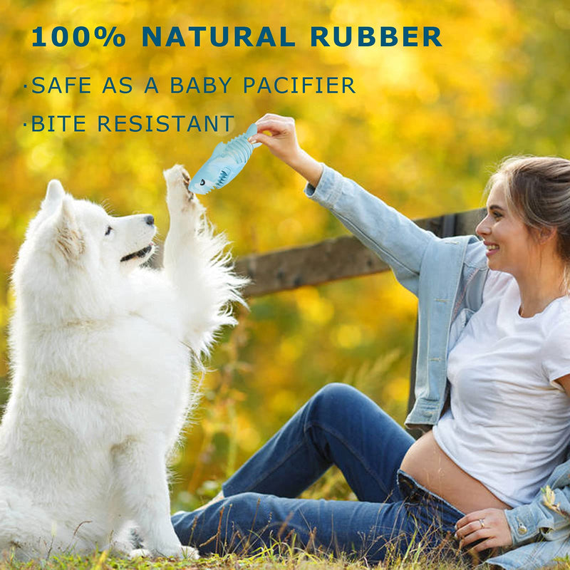 Dog Toys for Aggressive Chewers Large Breed, Squeaky Chew Toys for Medium Dogs, Tough Durable Dog Toys with Natural Rubber for Dental Care, Shark Design Dog Toothbrush Chew Toys for Teeth Cleaning - PawsPlanet Australia