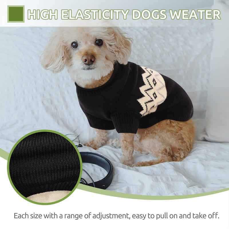 Queenmore Warm Dog Sweater, Soft Pet Knitwear, Knitted Pullover, Winter Pet Clothes for Small Medium Dogs Cats X-Small Black - PawsPlanet Australia