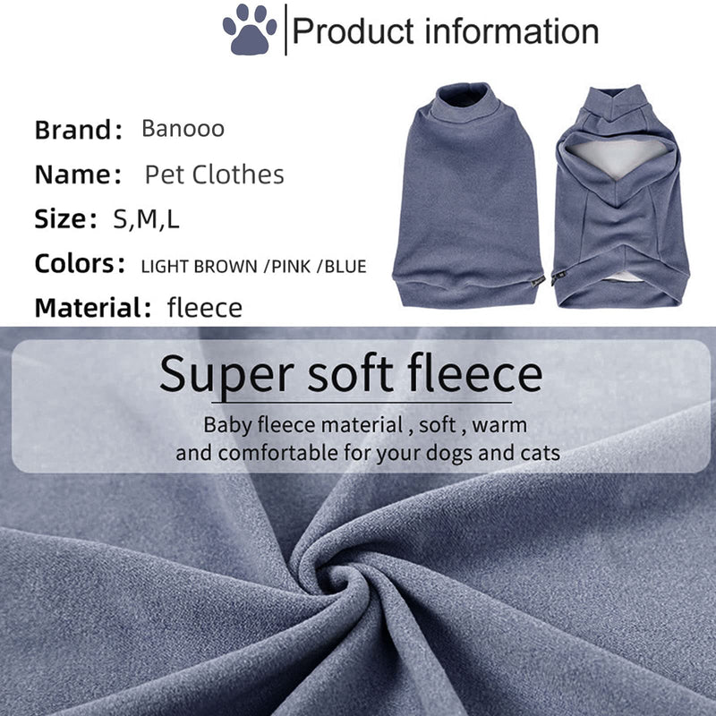 Banooo Pet Clothes Winter Dog Sweater Dog Shirts Sweatshirt Puppy Stretchy Vest Soft Warm Blank Dog Shirts for Small Medium Large Boy Girl Dogs and Cats Blue - PawsPlanet Australia