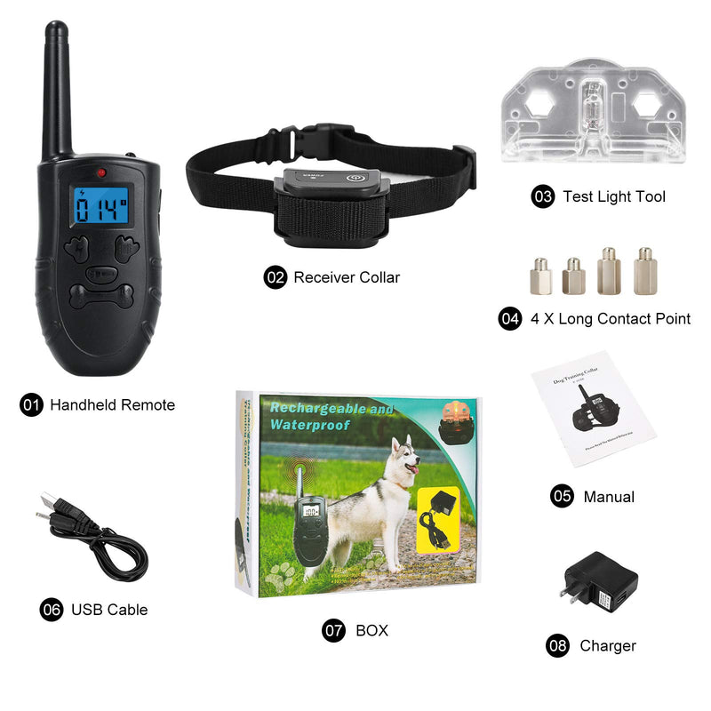 Frank S.Burton Dog Training Collar IP67 Waterproof Rechargeable Shock Collars for Dogs with Remote for Small Medium Large Dogs with Vibration Beep Shock LED Screen - PawsPlanet Australia