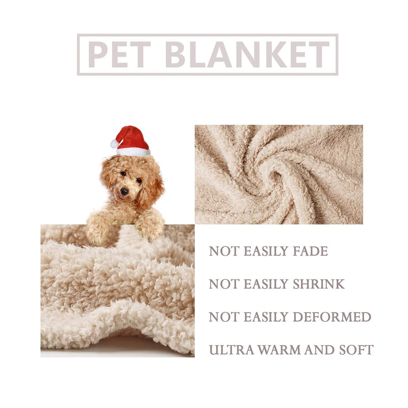 Cozy Fleece Dog Blanket Medium Fuzzy Soft Washable Puppy Blankets Sherpa Couch Pet Cat Throw Anxiety Weighted Bed Pad Cover Beige Beige01 M (31"x39") - PawsPlanet Australia