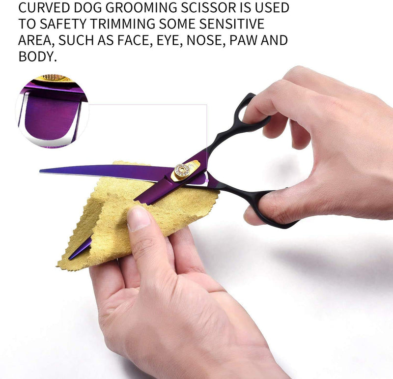 Dream Reach 7.0 inch Professional Curved Dogs Grooming Scissors Pet Grooming Scissors Set,Straight & Chunker & 2 Curved scissors 4pcs set for Dogs, Cats Grooming Shears (7 Inch-Down Curved Scissors) Down-Curved Scissor - PawsPlanet Australia