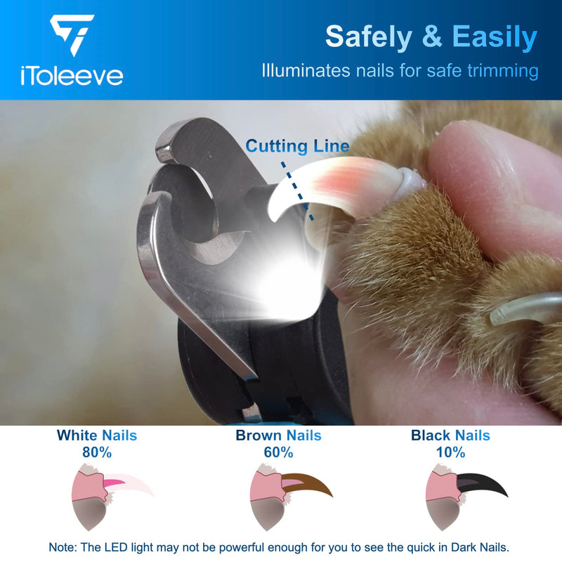 iToleeve LED Dog Nail Clipper with Light and Safety Guard, Illuminates Cats & Dogs Nails, Slicker Brush for Dogs, Dual Flexible Brush Follows the Natural Contours of the Body, Gently Removes Undercoat - PawsPlanet Australia
