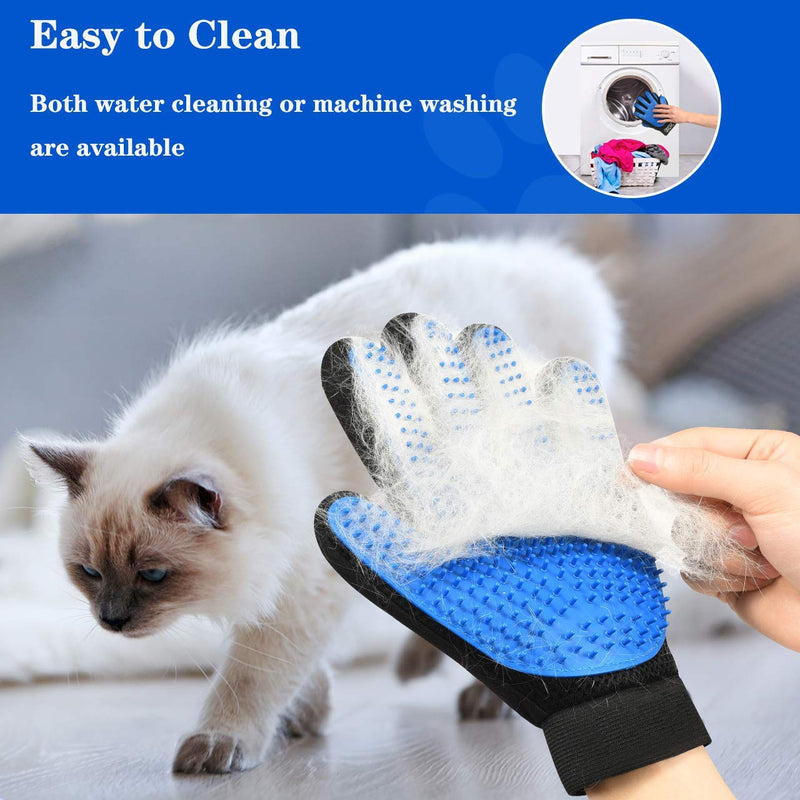 AIWEIYER Pet Grooming Glove 1 Pair,Breathable Deshedding Massage Tool Bathing Brush,Deshedding Brush Glove with Enhanced Five Finger Design Kit for Cat & Dog (Blue) - PawsPlanet Australia