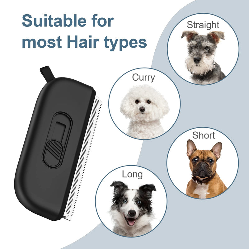 Ankilo Newest Dog Shedding Brush, 2 in 1 Retractable Portable Pet Deshedding Tool to Remove Loose Hair, Pet Grooming Brush for Dogs Cats Horse - PawsPlanet Australia
