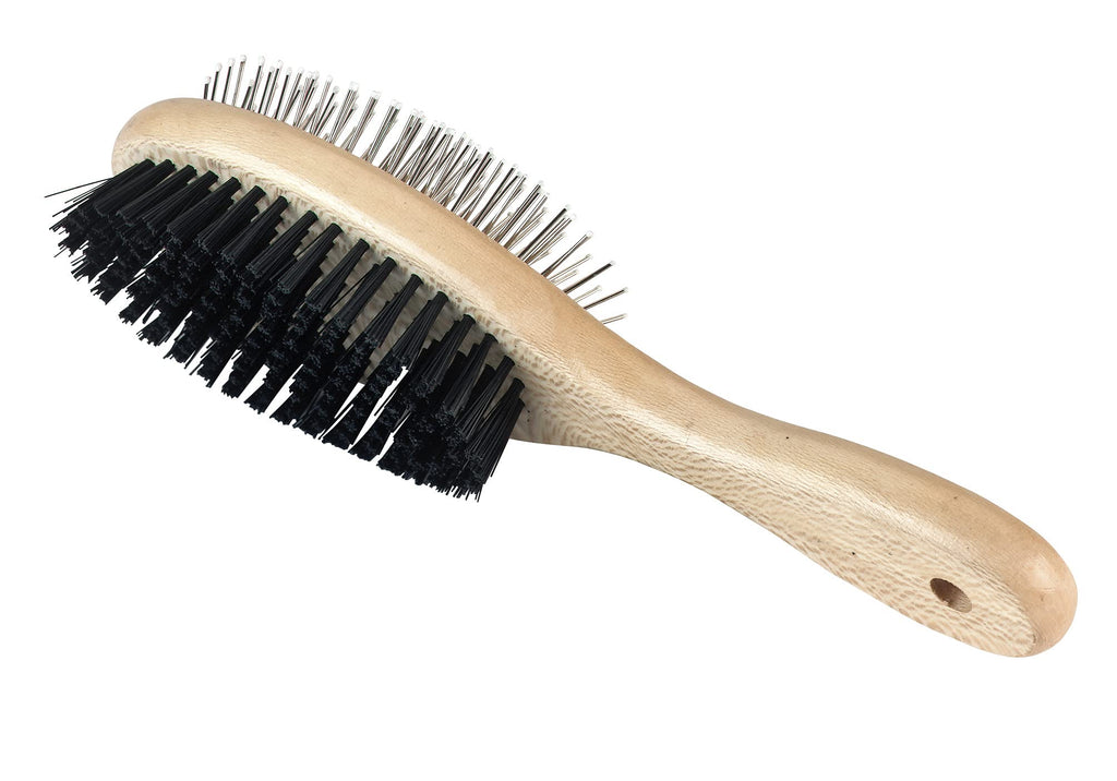 Kerbl flexible brush for dogs and cats (double brush made of wood, adapts to the shape of the body, grooming brush) 83273, 1 piece (pack of 1) - PawsPlanet Australia