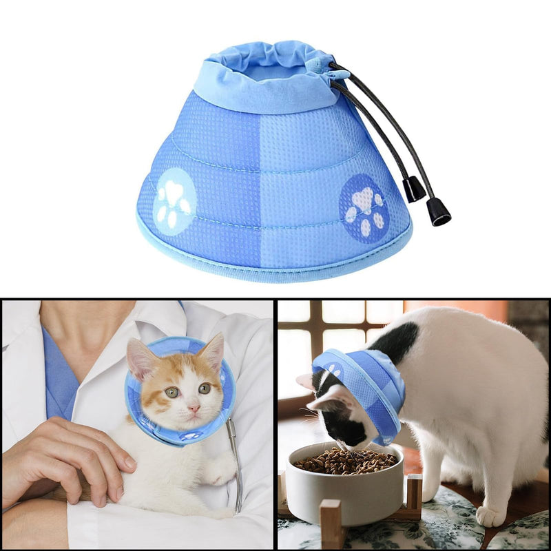 Cat Neck Brace, Protective Collar, Adjustable Cat Collar, Leak Protection, Cat Funnel Recovery Collar, Soft Collar Cone After Surgery and Injuries for Puppies and Cats (M, Blue) - PawsPlanet Australia