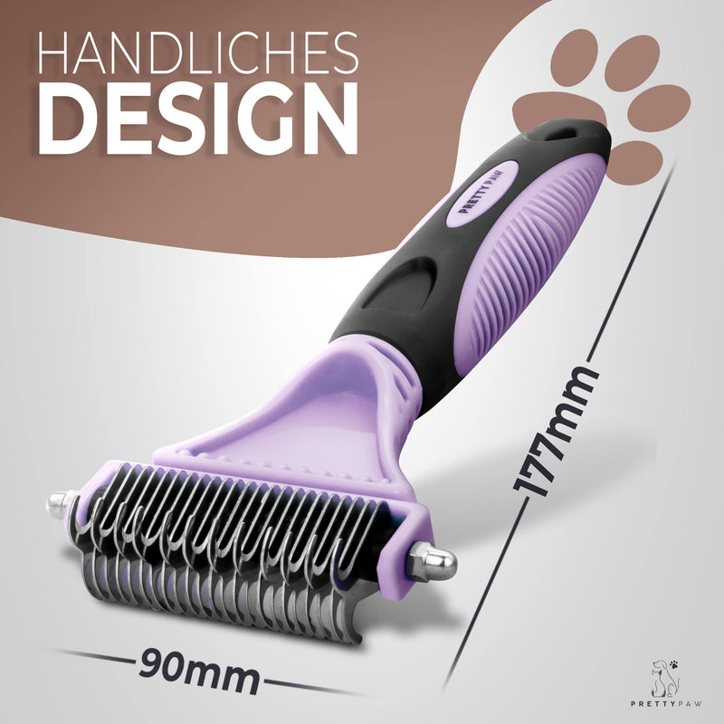 Pretty Paw ® cat brush for gentle and precise hair removal I Suitable as a cat brush for long hair and cat brush for short hair against matting I Pleasantly massaging cat undercoat brush NEW Lavender! - PawsPlanet Australia