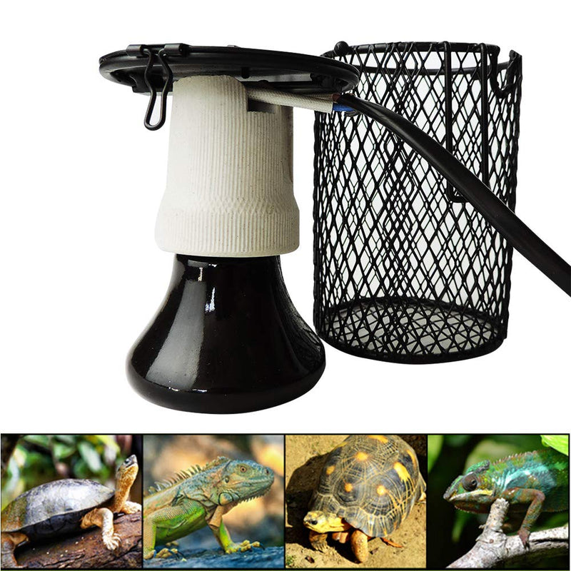 Lucky Farm 100W Ceramic Reptile Heating Lamp,Heater Guard Holder, E27 Ceramic Lamp Holder, Pets Terrariums Infrared Heat Bulb for Lizard Turtle Snake Birds Hedgehog(100W) - PawsPlanet Australia