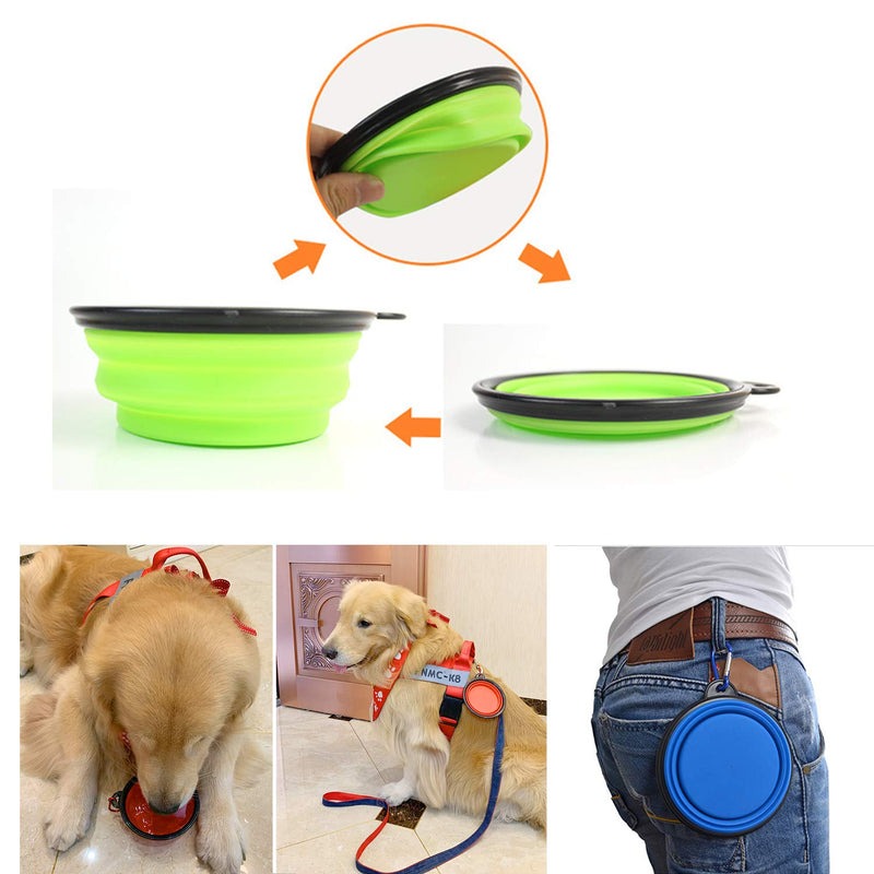 2 foldable travel bowls for pets, 2 silicone food bowls, portable pet drinking bowls. A folding travel bowl suitable for dogs, a food bowl that can be carried around - PawsPlanet Australia