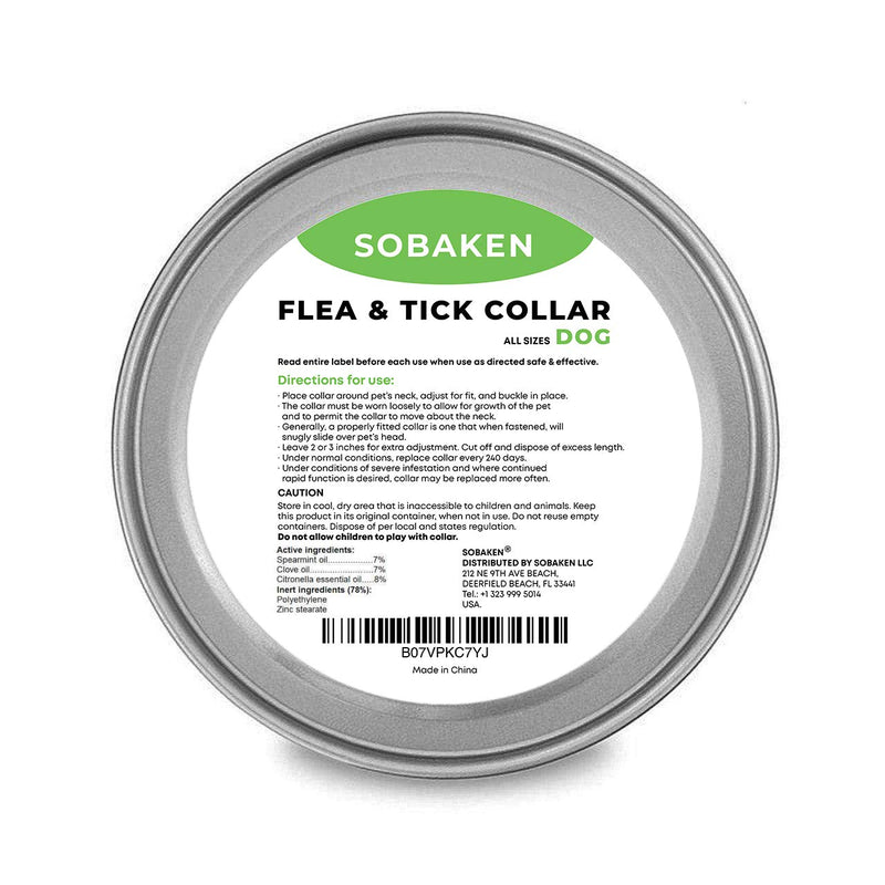 SOBAKEN Flea and Tick Prevention for Dogs, Natural and Hypoallergenic Flea and Tick Collar for Dogs, One Size Fits All, 25 inch, 8 Month Protection, Charity - PawsPlanet Australia