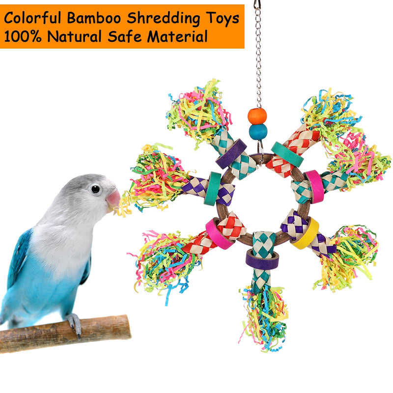 Bird Shredding Toys, 5PCS Colorful Bamboo Hanging Toys Parrot Chew Wooden Blocks, Bird Foraging Toys for Small Medium Parrots Parakeets, Conures, Cockatiel, Lovebird - PawsPlanet Australia