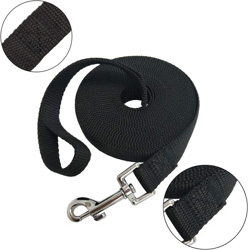 LATRAT Dog Lead 1.2~30m Dog Training Lead Long Lead for Small to Large Dogs (Black, 7m x 1.5cm 7m*1.5cm（22ft） Black - PawsPlanet Australia