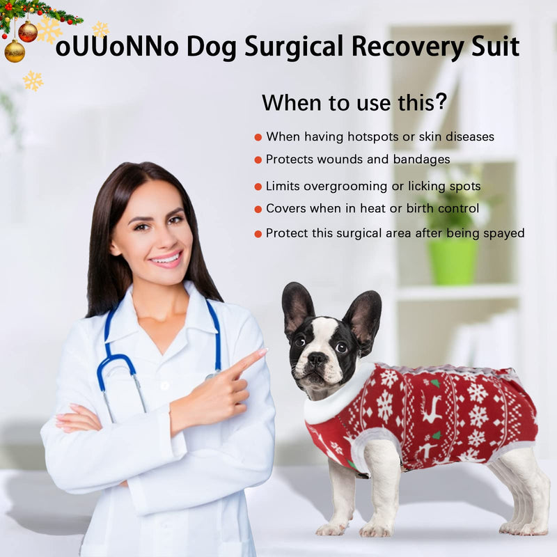 oUUoNNo oUUoNNo Dog Christmas Pajamas, Dog Surgical Recovery Suit for Female Male Abdominal Wounds, Spay or Skin Diseases, Dog Christmas Costumes, Anti-Leak Pet Vest After Ope XXXL Christmas - PawsPlanet Australia