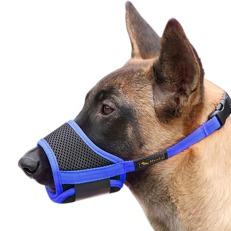 HEELE Nylon Dog Muzzle, Adjustable Strap, Breathable, Secure, Quick Fit for Small, Medium Dogs, Prevents Biting, Chewing and Barking (M, Blue) M - PawsPlanet Australia