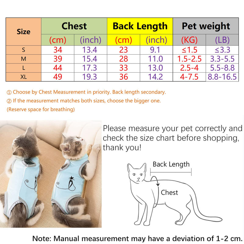 Komate Kitten Cat Surgery Recovery Suit Vest After Surgery Surgical Bodysuit for Abdominal Wounds Skin Diseases Pet Shirt E-Collar Alternative for Puppy Small Dog Cat Clothes (Blue Cat, S) Blue Cat - PawsPlanet Australia