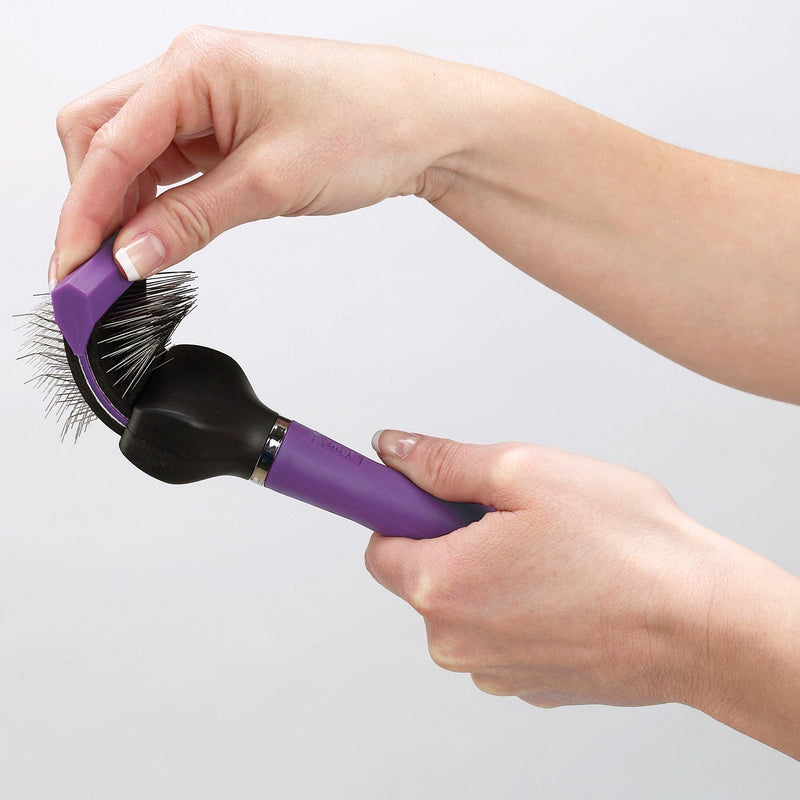 [Australia] - Master Grooming Single Sided Pet Grooming Slicker Brush – Flex Purple 8” x 1.75” Small Area Soft Brush, Easy on Wrists 