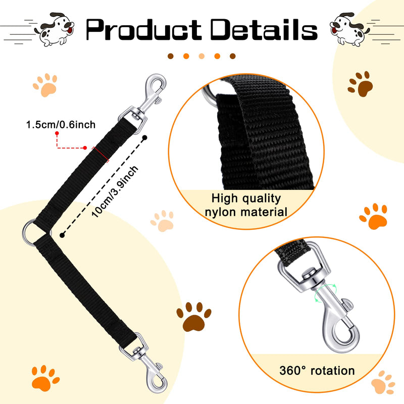 4 Pieces No Tangle Dog Leash Couplers Black Double Clip Leash for Dogs Two Clasp Dog Double Leashes 0.6 Inch Wide Heavy Duty Nylon Leash Splitter for Large Dogs Pet Walking Supplies, 4 Inch - PawsPlanet Australia