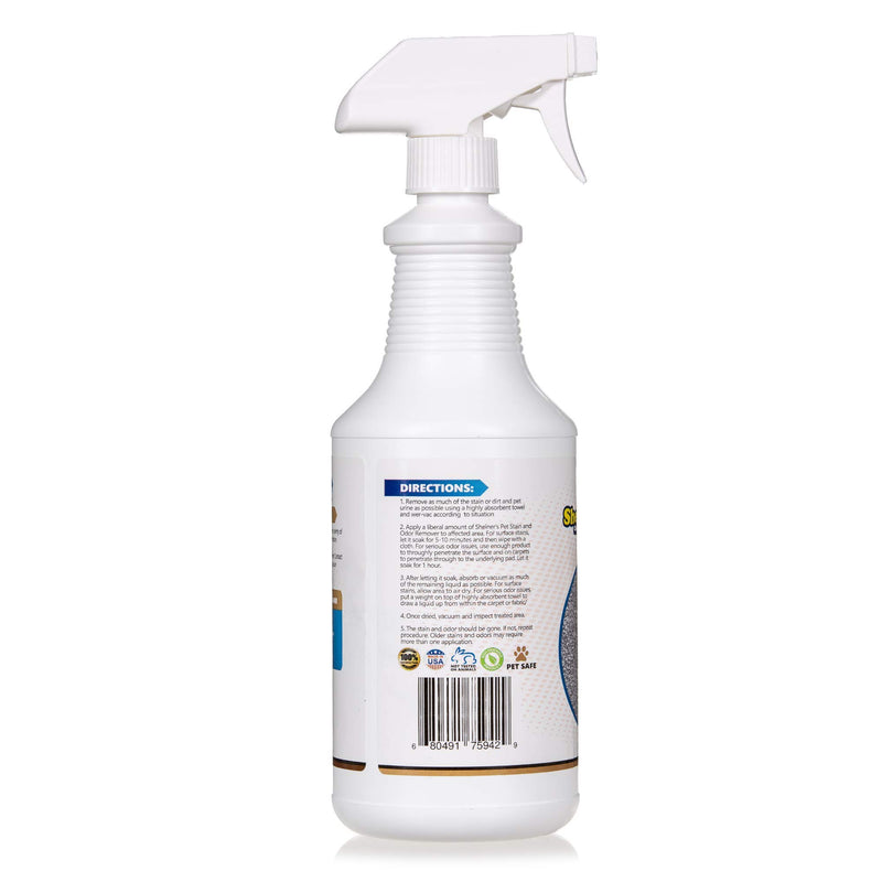 [Australia] - Sheiner's Pet Odor Eliminator - 32 Oz Spray - Advanced Bio-Enzyme Cleaner and Stain Remover for Dogs and Cats Urine Smells and Stains on Carpets, Tapestries, Fabrics - Non Toxic & Child Safe 