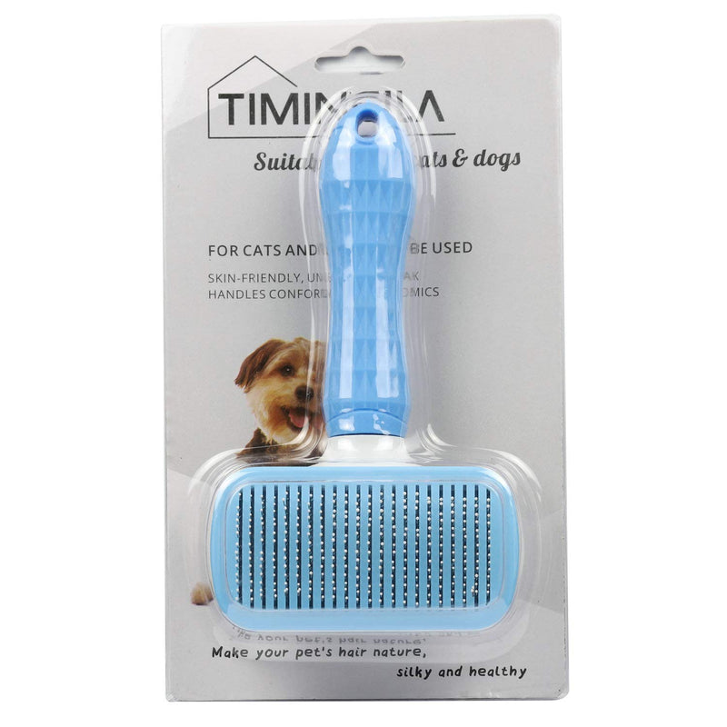 [Australia] - TIMINGILA Self Cleaning Slicker Brush for Dogs and Cats,Pet Grooming Tool,Removes Undercoat,Shedding Mats and Tangled Hair,Dander,Dirt, Massages Particle,Improves Circulation Blue 