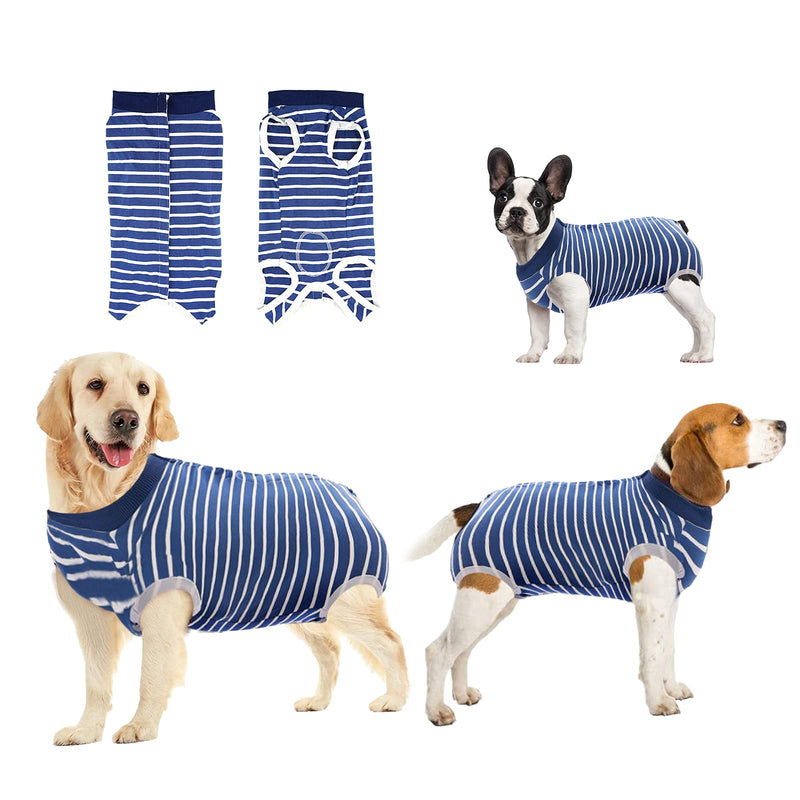 oUUoNNo Dog Healing Suits, Surgical Recovery for Female Male Abdominal Wounds, Spay or Skin Diseases, Cone E-Collar Alternatives (L, Stripe Blue) L - PawsPlanet Australia