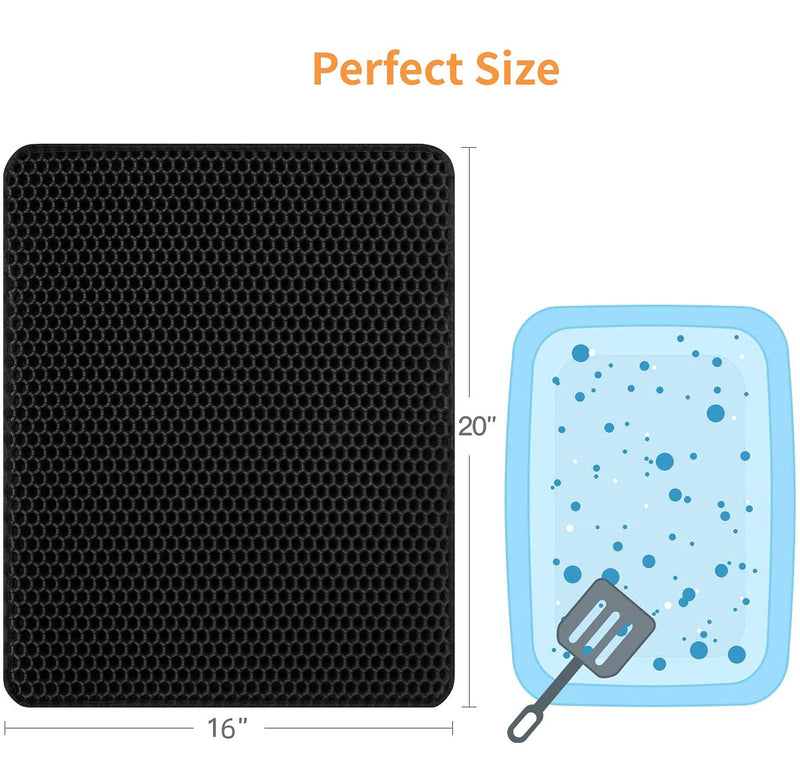 Cat Litter Mat Litter Trapping Mat Scratching Pads for Cat with Honeycomb Foldable Double Layer Design Water & Urine Proof Easy Clean Waterproof EVA Material BPA Fits Under Litter Box Floor-40x50cm - PawsPlanet Australia