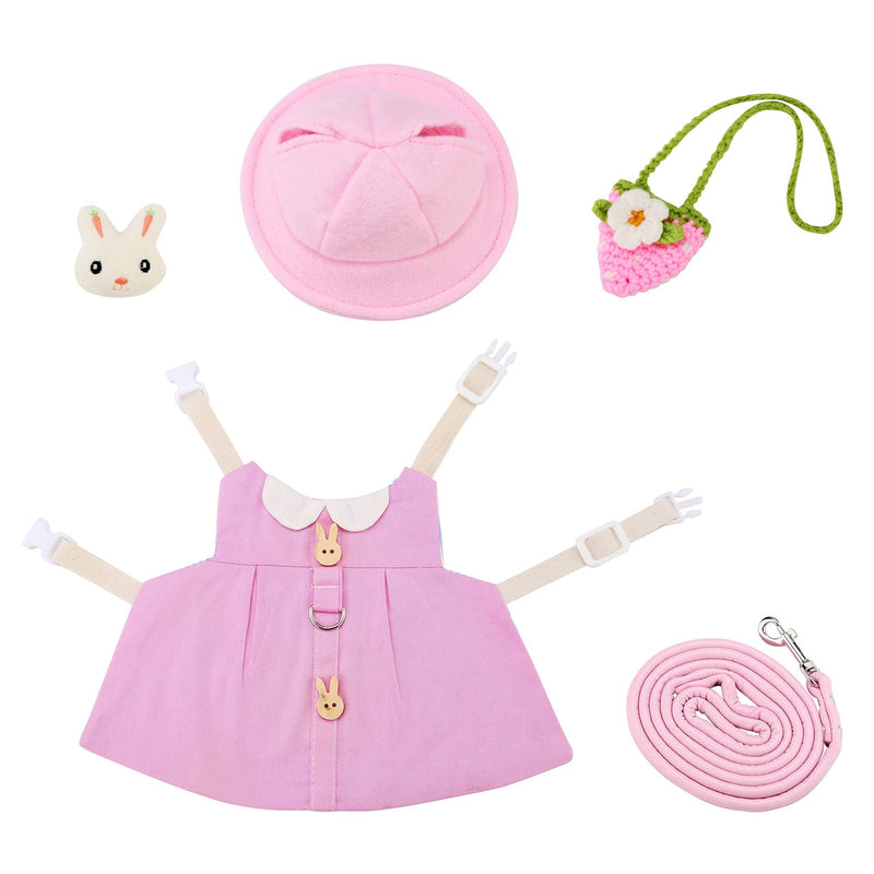 Filhome Adjustable Rabbit Bunny Harness and Leash Set, Rabbit Bunny Clothes Outfit for Ferret Guinea Pig Rabbit Bunny Hamster Neck girth: 6.3~8.7''; Chest girth: 9.8~12.2'' - PawsPlanet Australia