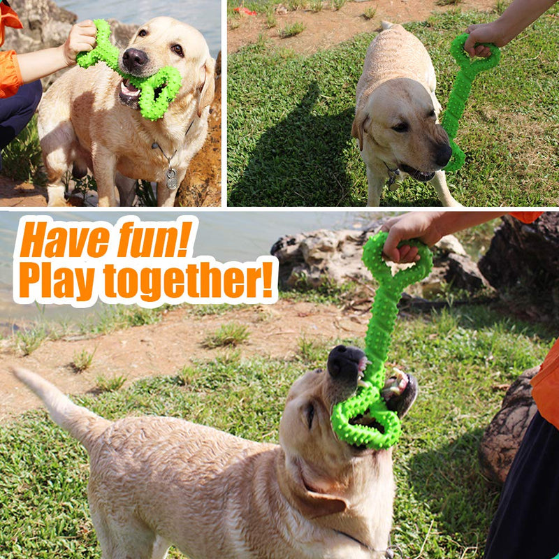 [Australia] - Hipat Dog Chew Toy for Aggressive Chewers, 13 Inch Large Solid Rubber Chew Toy with Soft Massaging Surface for Tooth Cleaning, Interactive Dog Tug Toy Green 