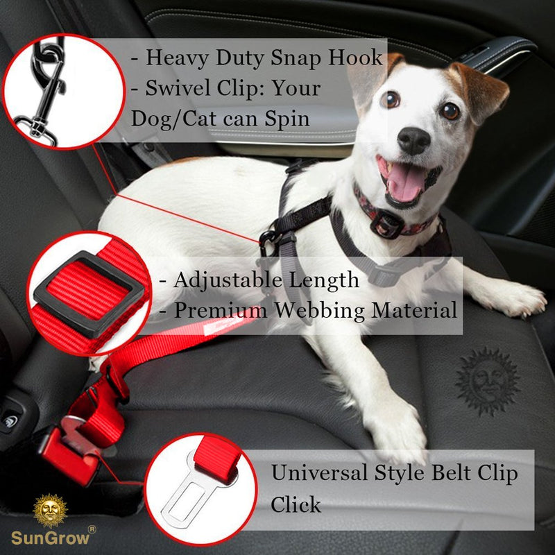 [Australia] - 2 Dog and Cat Car Seat Belts, Prevent Stress from Traveling in Crate/Kennel, Allow Breathing Fresh air, No Risk of Pets Jumping Out of The car Accidentally, Adjustable & Supports All Cars 