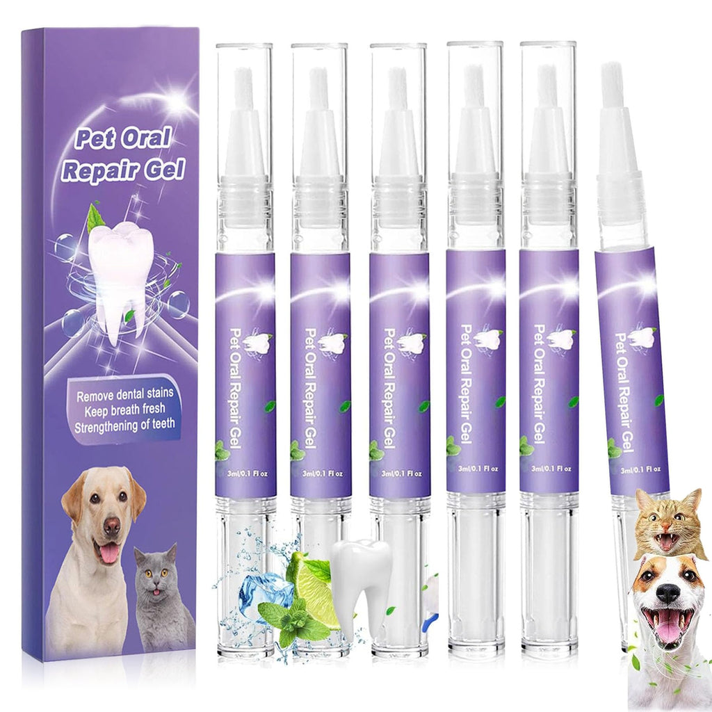 6 pieces Cvreoz gel for oral care of pets, Cvreoz pet oral repair gel, pet teeth whitening pen for combating bad breath, dental care for dogs, improves the oral health of pets - PawsPlanet Australia