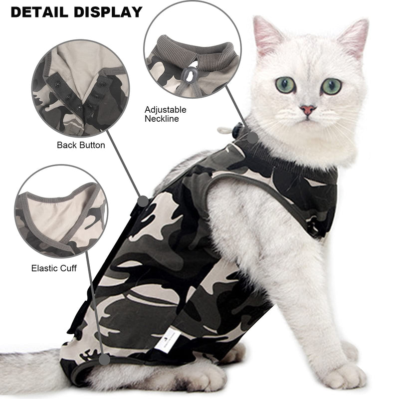 Coppthinktu Cat Professional Recovery Suit for Abdominal Wounds or Skin Diseases, Cat Surgery Recovery Suit, E-Collar Alternative, Soft Kitten Spay Recovery Suit Anti Licking Wounds Small Camouflage - PawsPlanet Australia