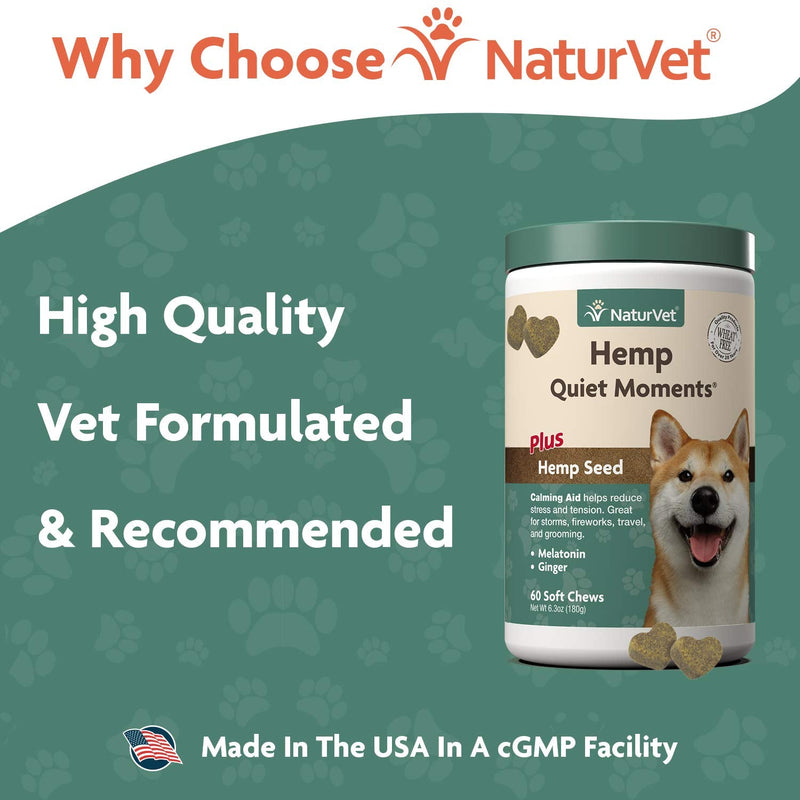 NaturVet, Hemp Quiet Moments, Plus Hemp Seed, 60 Soft Chews, 180g - PawsPlanet Australia