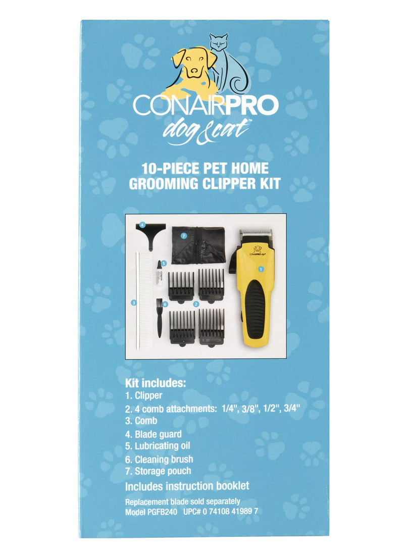 CONAIRPRO Dog & cat 10-Piece Home Grooming Clipper Kit 10 Piece Home Grooming Kit - PawsPlanet Australia