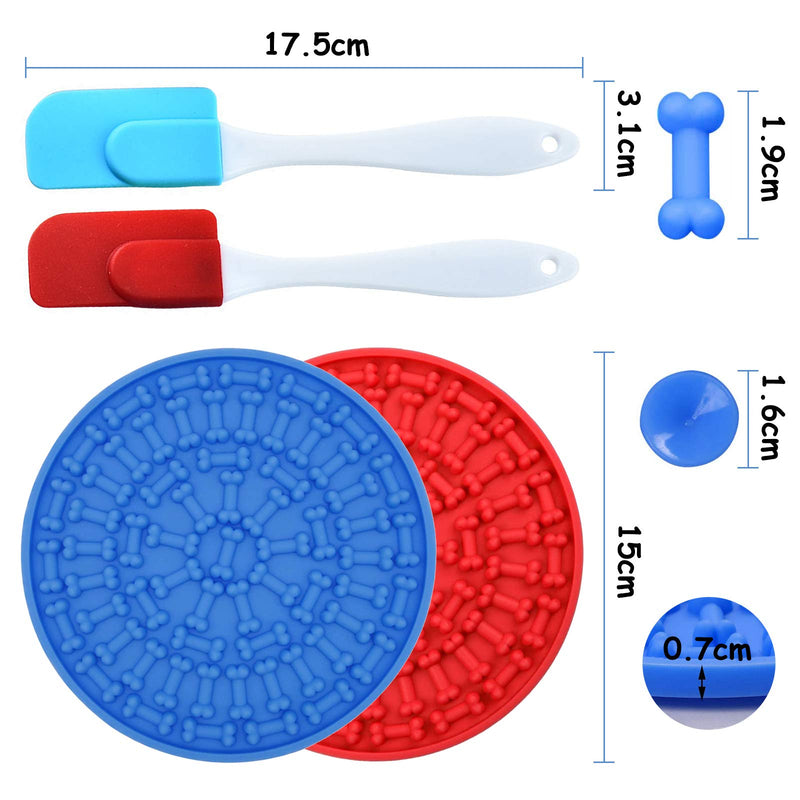 2 Pcs Dog Lick Pad, Silicone Slow Treater Dispensing Mat with Strong Suction Feeder Mat Washing Distraction Device Peanut Butter Mat with 2 Pcs Spatula Scraper for Pet Bathing Grooming Training - PawsPlanet Australia